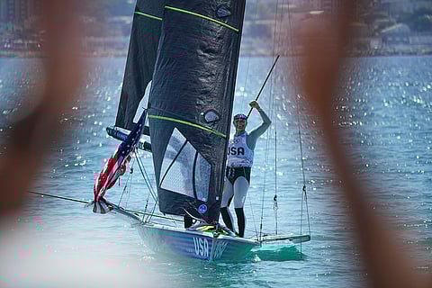 United States sailing team during men's skiff race
